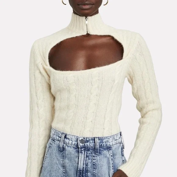 Ganni Alpaca Wool Mock Neck Zip up sweater size XS - Picture 2 of 8